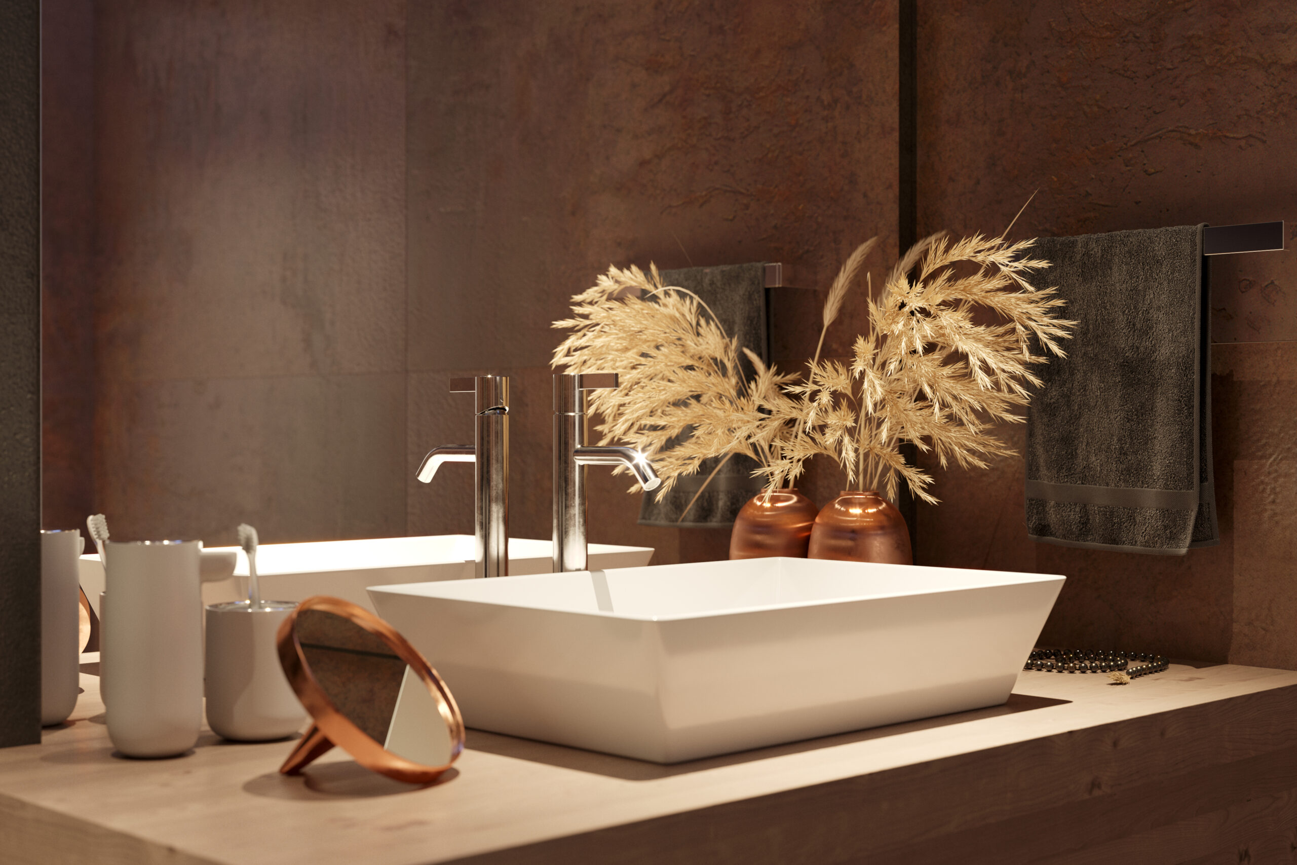 Render interior arquitectónico Baño Suite (3)