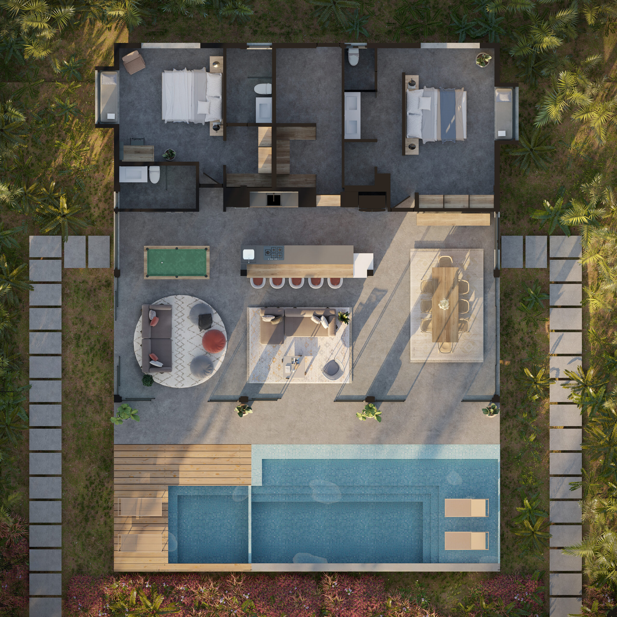 Render planta masterplan 3D fotorealista