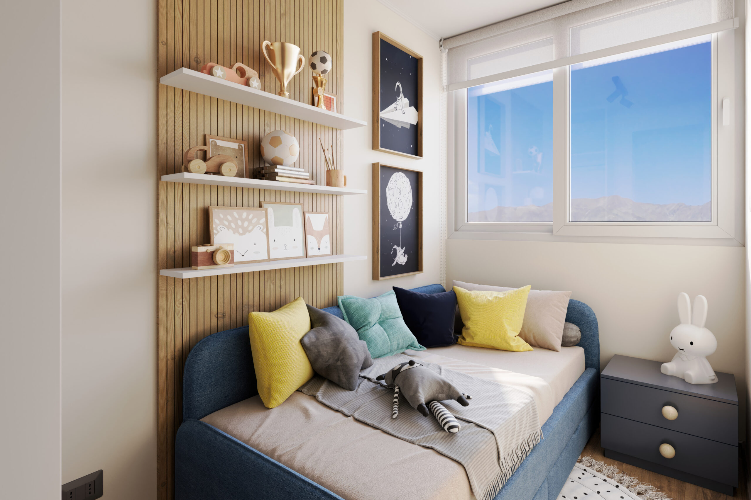 FG Arturo Prat - Render inmobiliario interior Dormitorio Niño